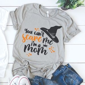 CANT SCARE ME MOM WITCH HALLOWEEN FALL GRAPHIC TEE